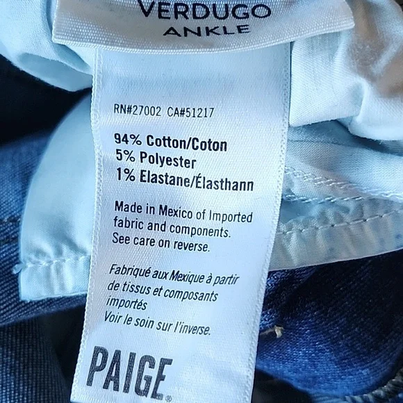 PAIGE Verdugo Ankle Skinny Mid-Rise Jeans Size 28 - Picture 12 of 12